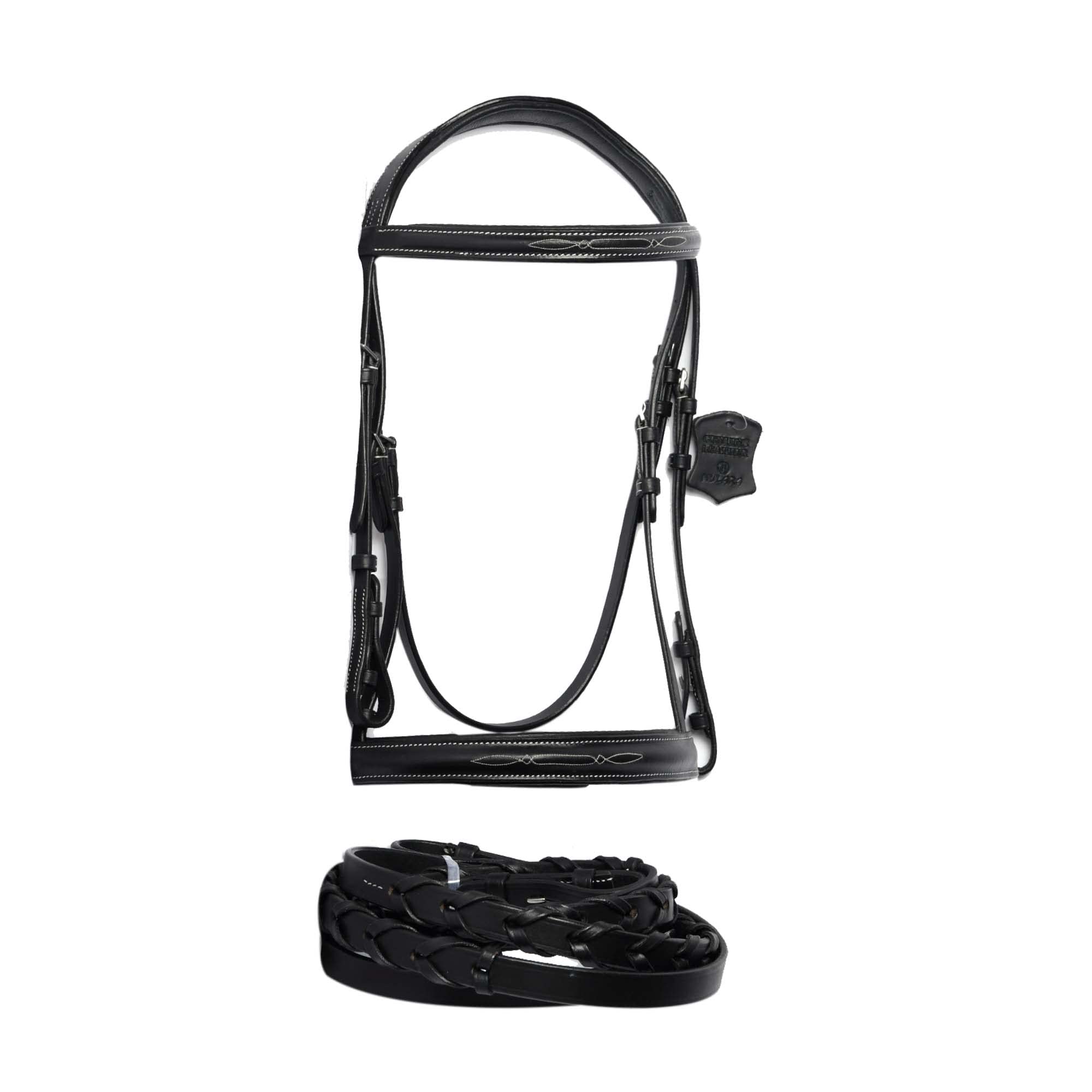 Wonder Care Top Grain Cowhide Leather English Bridle Snaffle Horse Bridle Noseband with Browband Horse Bit Bridle Stiched Cob with Reins Bridles for Horses