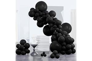 PartyWoo Black Balloons 152 pcs Different Sizes Pack of 18 12 10 5 Inch Matte Black Latex Balloon Arch Kit Garland for Graduation Halloween New Year Anniversary Birthday Party Decorations Black-Y18