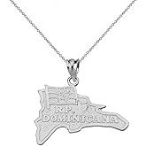 State Collection Republica Dominicana Map Charm Pendant Necklace in Sterling Silver