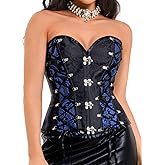 ChiaoLezhee Women's Steampunk Gothic Corset, Vintage Jacquard Lace-Up Bustier with Metal Clasps