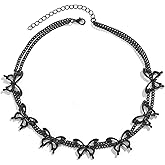 NORLSO Gothic Black Heart Layered Necklace Punk Sword Wing Star Chain Layered Necklace Hollow Butterfly Choker Necklace Halloween Accessories