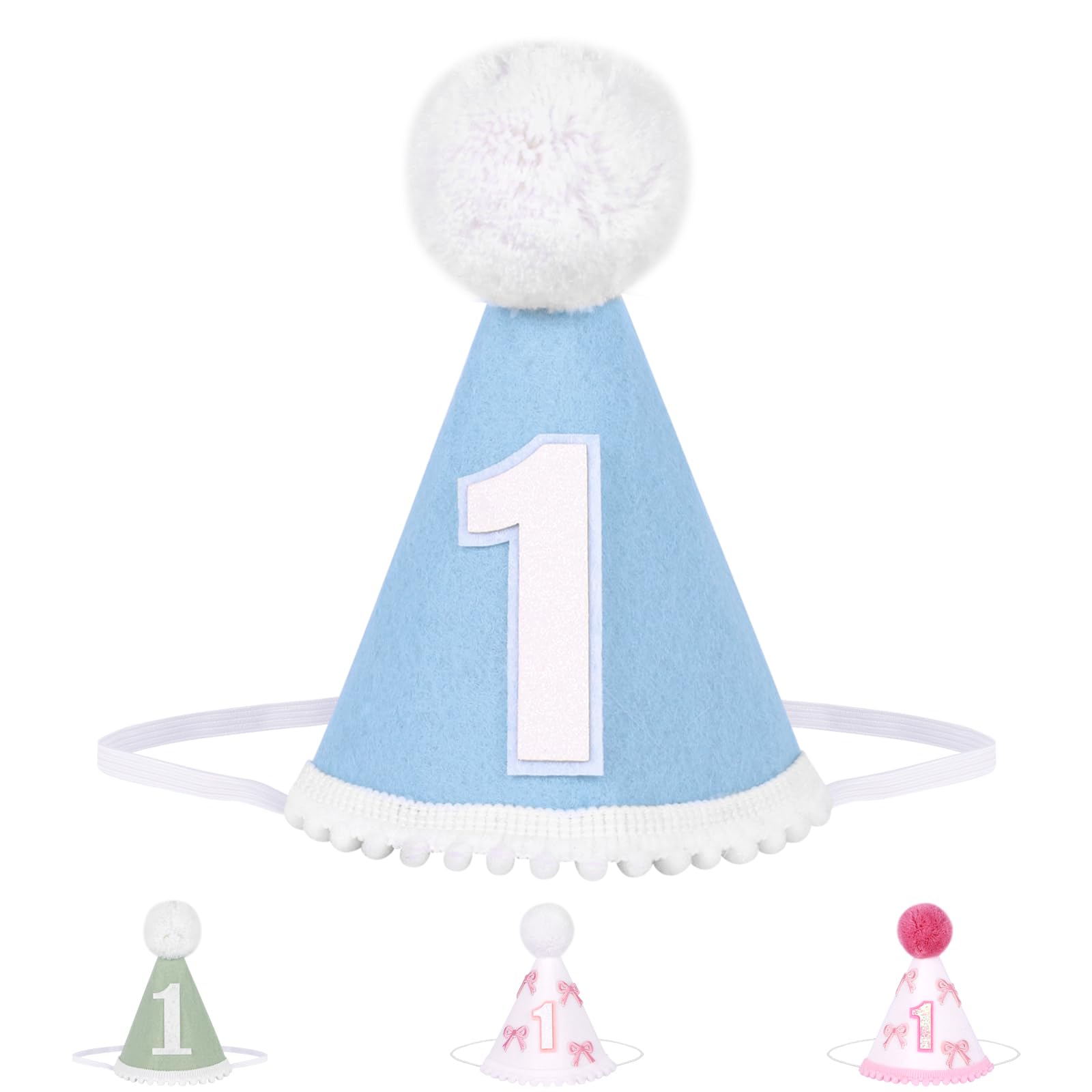 Winmany Baby 1st Birthday Hat Infant First Birthday Cone Cap Cake Smash Party Photo Props Headwear Decor for Girls Boys (Blue) — image 1
