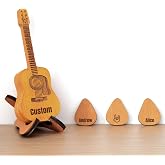 Personalized Guitar Pick Holder with 3PC Engraved Wooden Guitar Picks, Custom Guitar Pick Case Box Gift for Guitar Lover Boyfriend