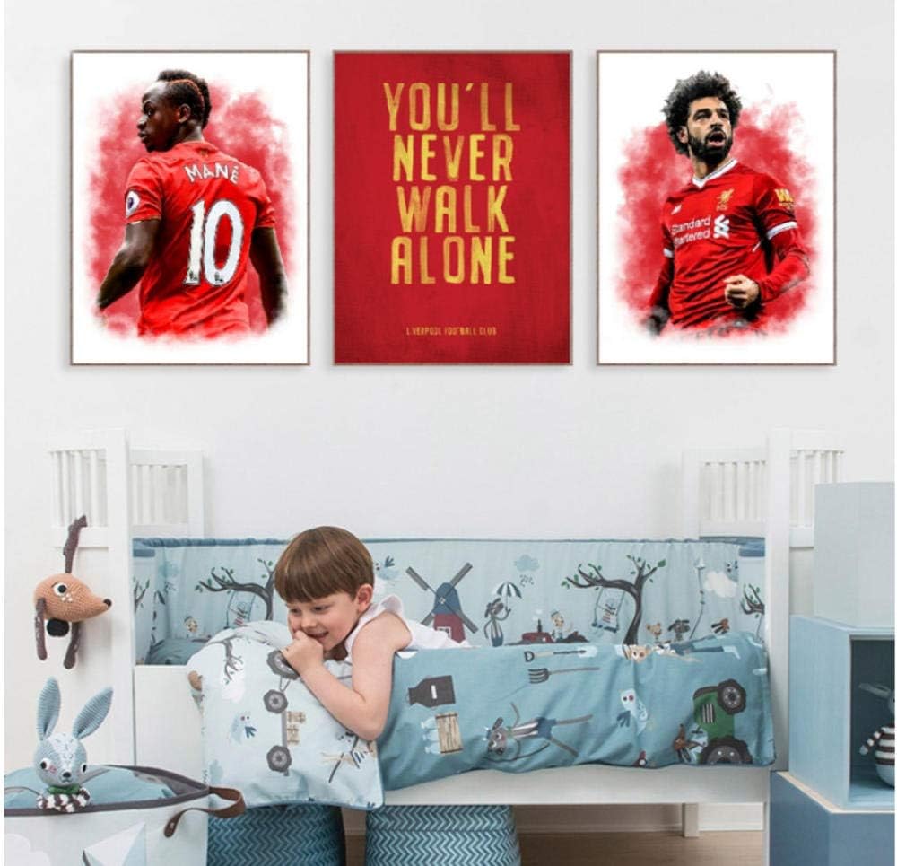 xtszlfj Sadio Mane and Mohamed Salah Posters Art Canvas Painting Liverpool FC Motto Vintage Poster Print Man Cave Kids Room Wall Art Decor 50x70cmx3 No Frame