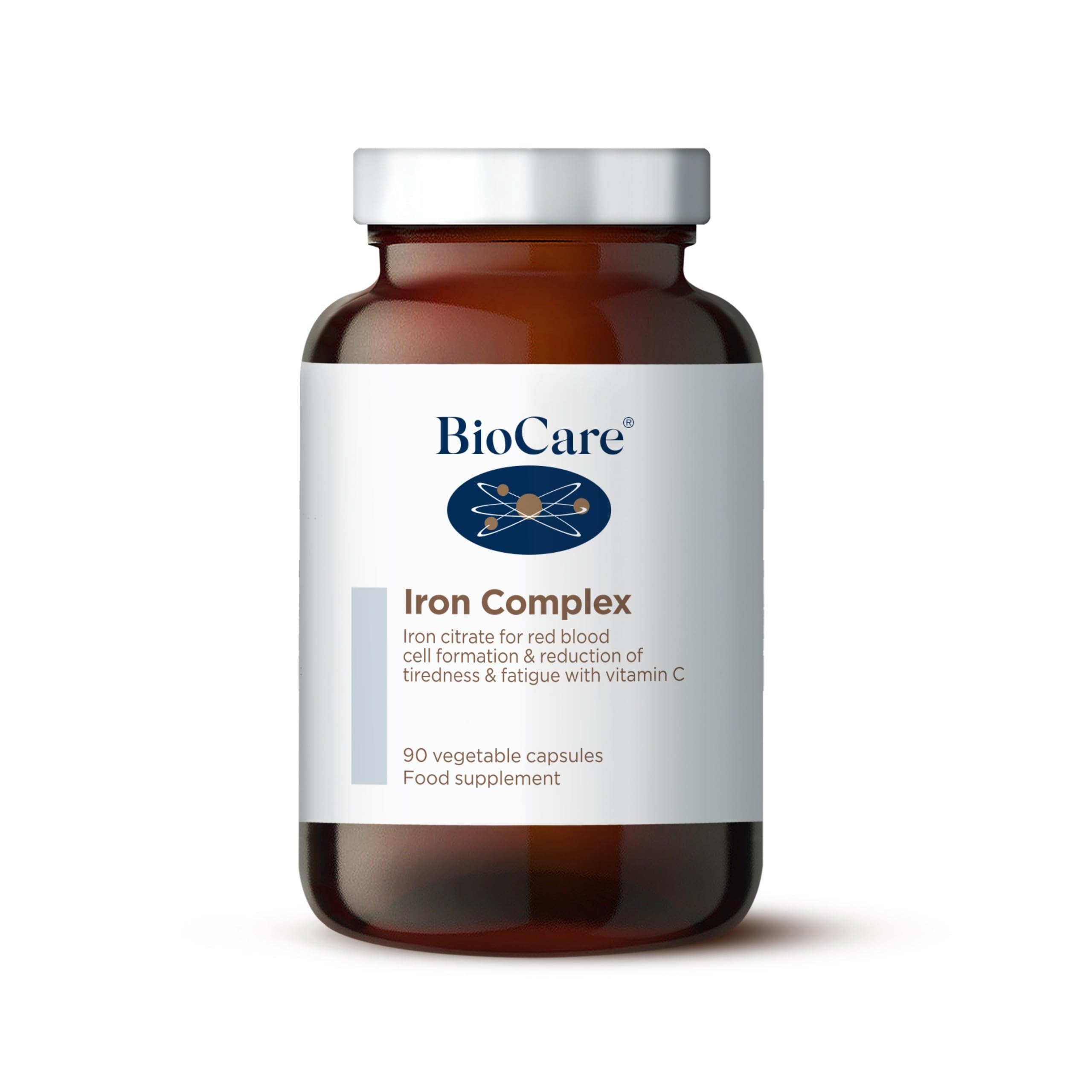 BioCare Iron Complex - Iron, Vitamin C and B2 for Red Blood Cell Formation, Energy and Fatigue Reduction - 90 Capsules