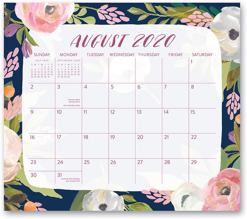 Magnetic Monthly Calendar Pad 2020-2021 in Bella Flora by Orange Circle Studio - 8" x 10" 17-Month Daily Planner & Organizer with Magnetic Tab - Hang on Fridge, Cabinet or for Desktop