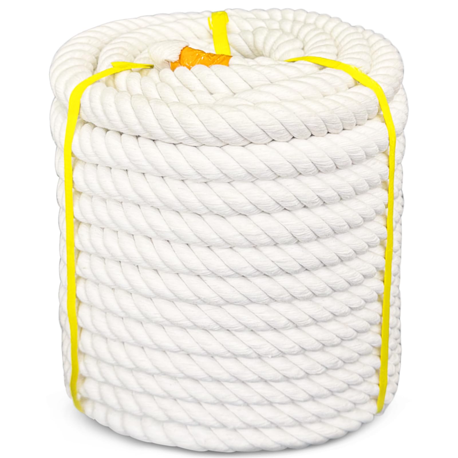 Photo 1 of 1 Inch x 50 Feet Twisted Cotton Rope 4-Strands Natural Soft White Cotton Rope for Crafts, Swing, Sports, DIY, Home Decor