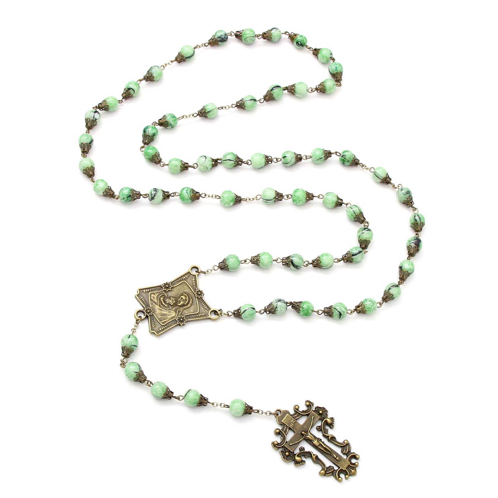 Rosary Beads Catholic for Women Gemstone Rosary Beads Necklace with Crucifix Cross Crystal Pearl Rosary Rosarios Catolicos Catholic Gifts