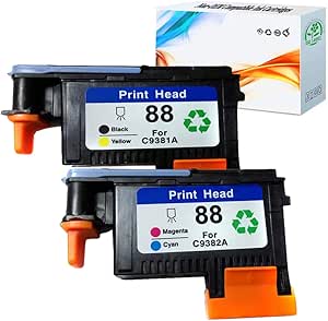 Amazon.com: HGZ 2 Pack HP88 Printhead C9381A C9382A for HP Officejet