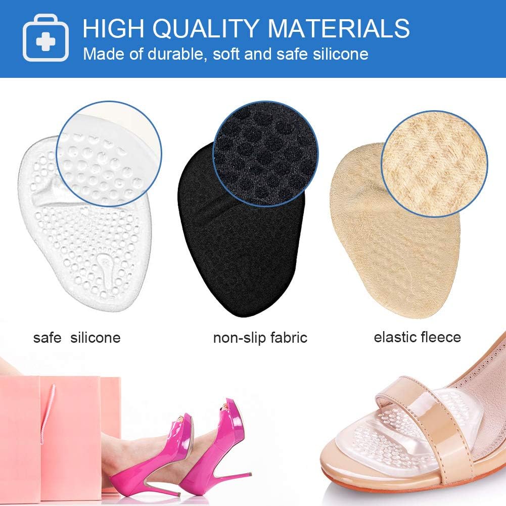 3 Pairs Metatarsal Pads for Women, Professional Reusable Silicone Ball of Foot Cushions, All Day Pain Relief and Comfort, One Size Fits Shoe Inserts, by Mildsun.: Health & Personal Care