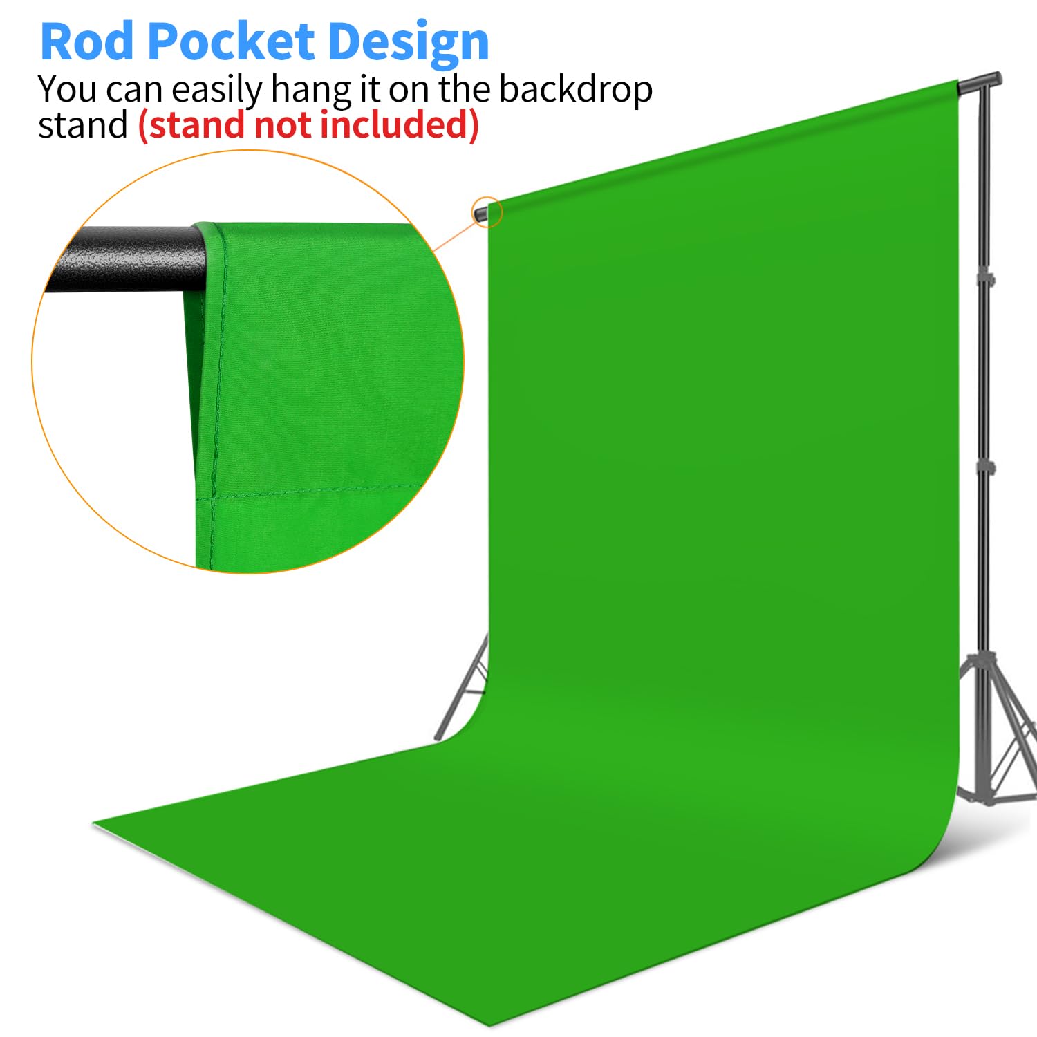 HEMMOTOP Green Screen Backdrop, 5x6.5 ft Photography Chroma Key Greenscreen Background Sheet for Background Removal, Zoom Meeting, Photo Video Studio, Live Streaming, Video Recording (Backdrop only)