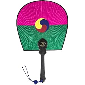 Korean Taeguk Fan, Traditional Bamboo and Cloth Handheld Fan, Taegeuk Pattern Cultural Souvenir, Asian Festival Dance Prop, D