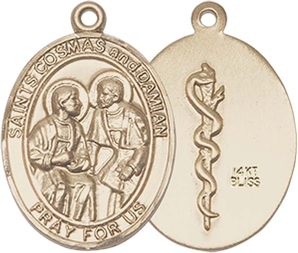 14ct Gold Sts. Cosmas & Damian / Doctors Medal. Patron Saint of