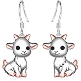 Cute Goat Earrings for Women - 925 Sterling Silver Animal Goat Dangle Drop Earrings Lamb Jewelry Gifts Hypoallergenic for Daughter Mother