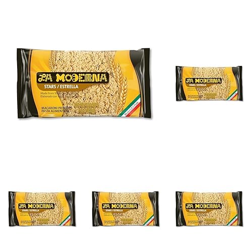 La Moderna Stars Pasta, Noodles, Durum Wheat, Protein, Fiber, Vitamins, 7 Oz (Pack of 5)