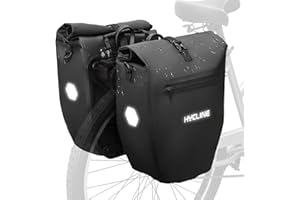 Hycline Waterproof Bike Panniers Bag: Bicycle Rear Rack Bags 28L Large Capacity with Dual Carrying Handle and Shoulder Strap for Commuting Cycling Traveling Touring Shopping - 2PCS