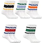 WOJVVK 10 Pairs Retro Striped Crew Socks for Women, Vintage Style Socks for Men (US 5-10)