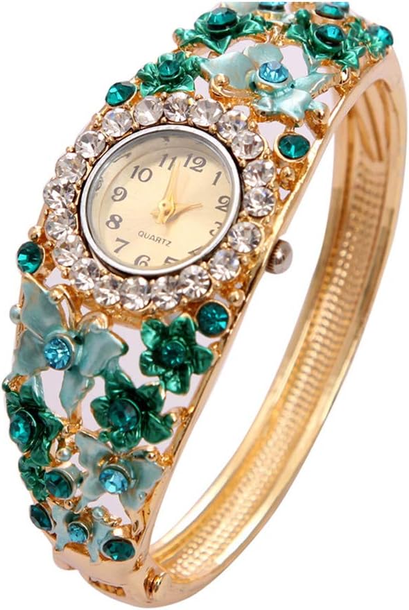 Womens Quartz Bangle Wrist Watch Lady Crystal Jewelry Bracelet Watches