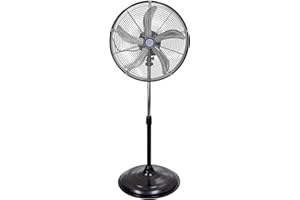 HiCFM 5000 CFM 20 inch High Velocity Pedestal Oscillating Fan with Drum Head, Powerful 1/5 HP Motor, 6FT Power Cord and Oscillation Standing Fan, Commercial or Industrial rooms - UL Safety Listed