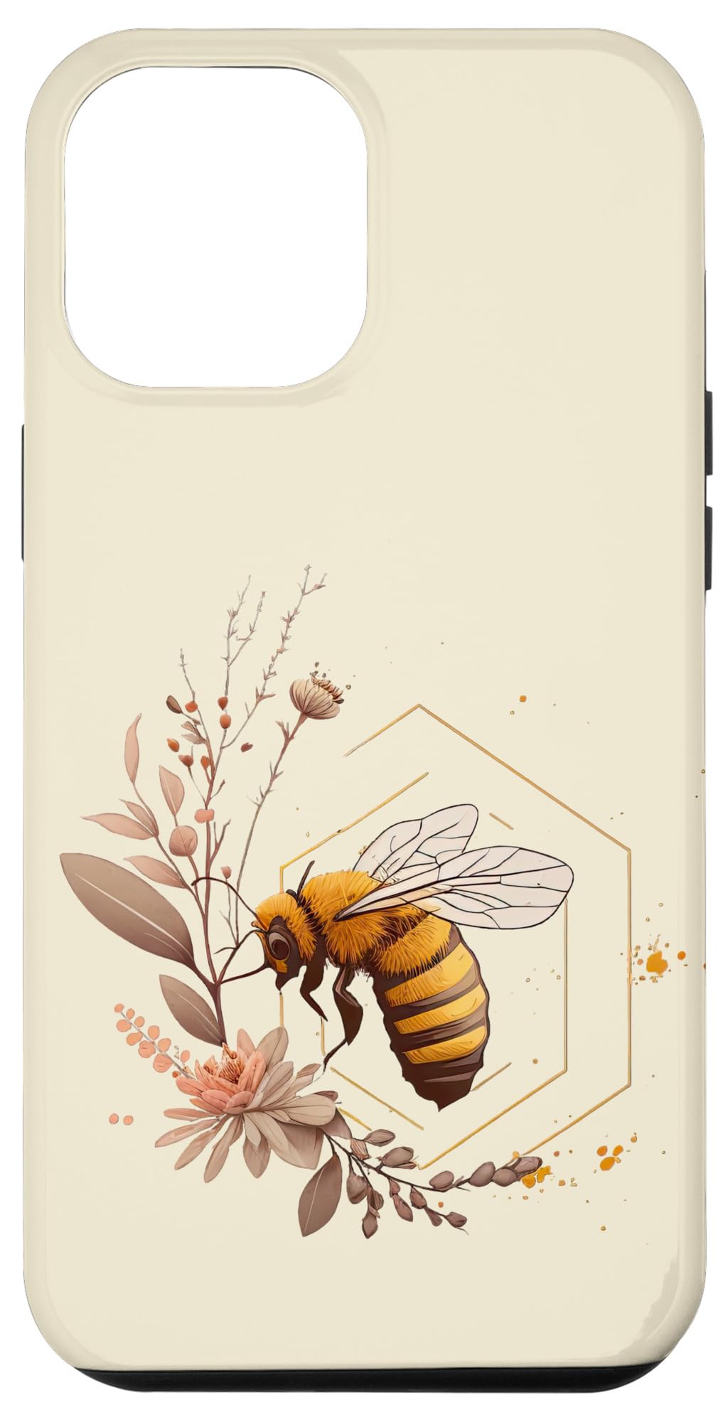 iPhone 14 Plus Honey Bee Gold with Peach Blossoms Case