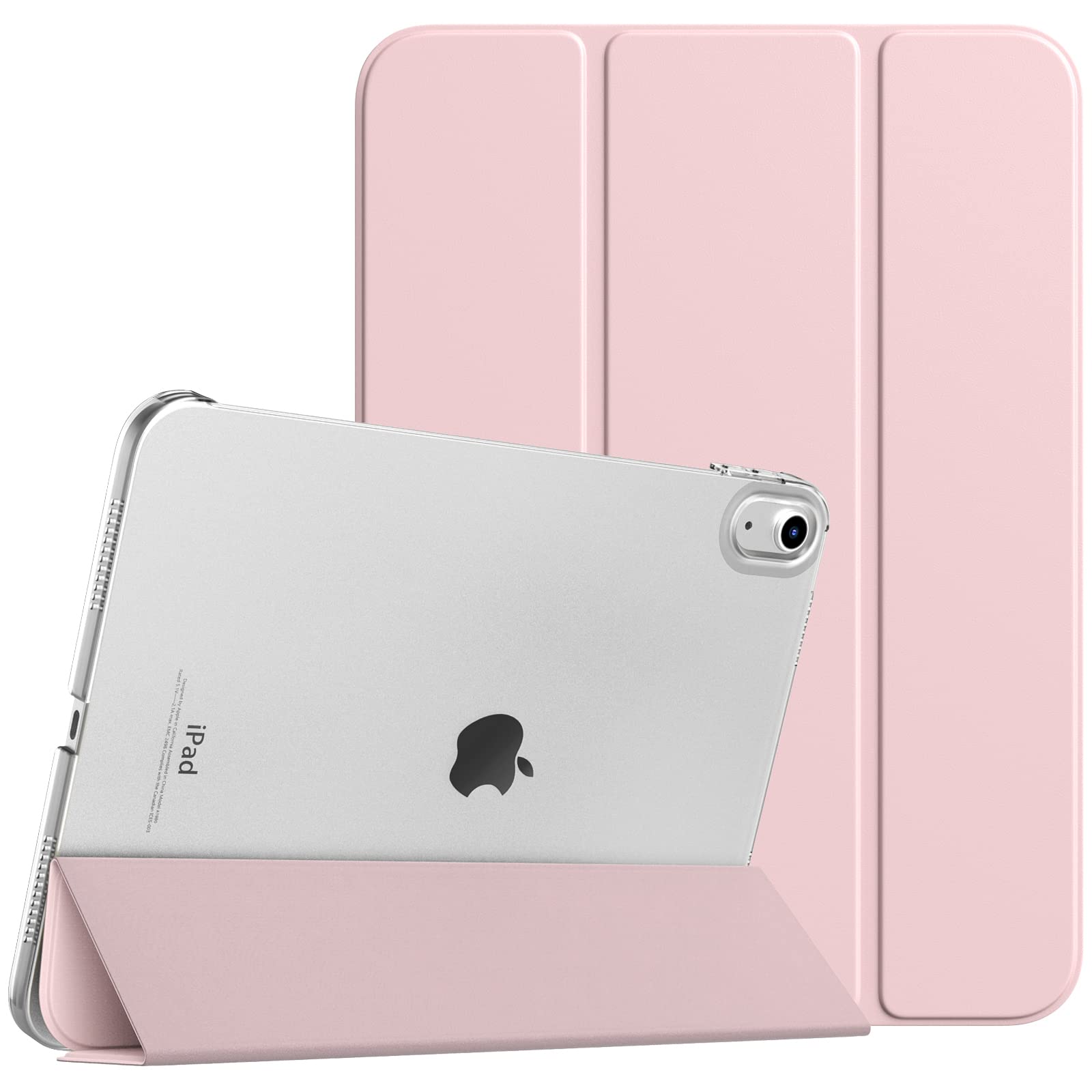 TiMOVO Case for iPad (A16) 11th Generation 11 Inch 2025/iPad 10th Generation 10.9 Inch 2022, Slim Stand Cover with Hard Translucent Back, Support Touch ID, Auto Wake/Sleep, Light Pink