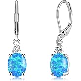 CiNily Opal Dangle Earrings for Women Trendy 14k Gold Plated Drop Dangle Earrings Created Fire Opal Drop Earrings Hypoallergenic Birthstone CZ Earrings Jewelry Gifts for Men Teen Girls