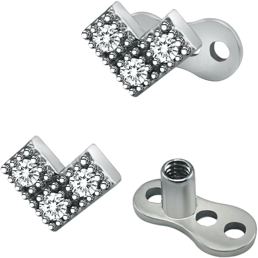 14g Heart Cubic Zirconia Dermal Anchor Tops and Base