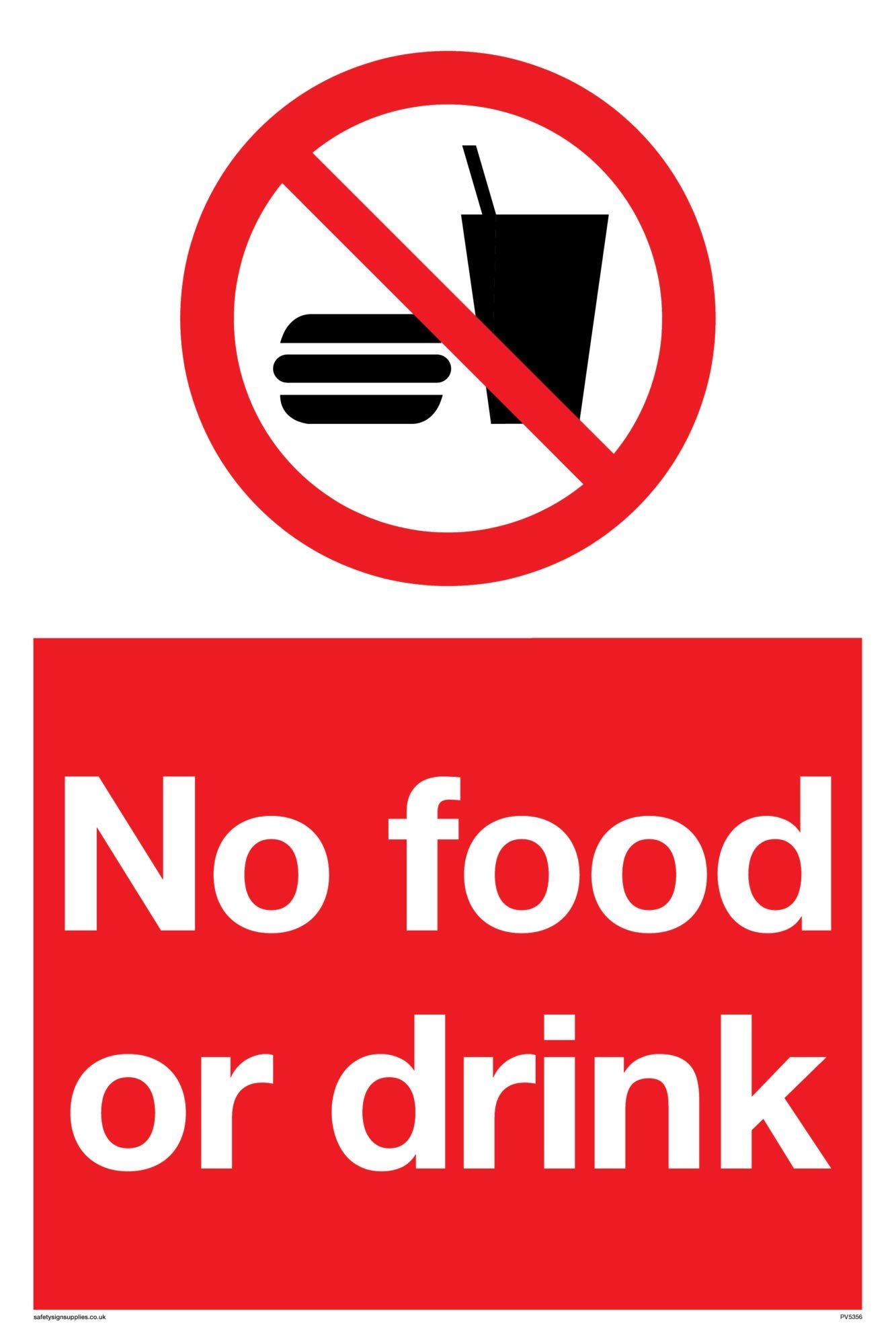 Viking Signs PV5356-A4P-V "No Food Or Drink" Sign, Vinyl, 300 mm H x 200 mm W