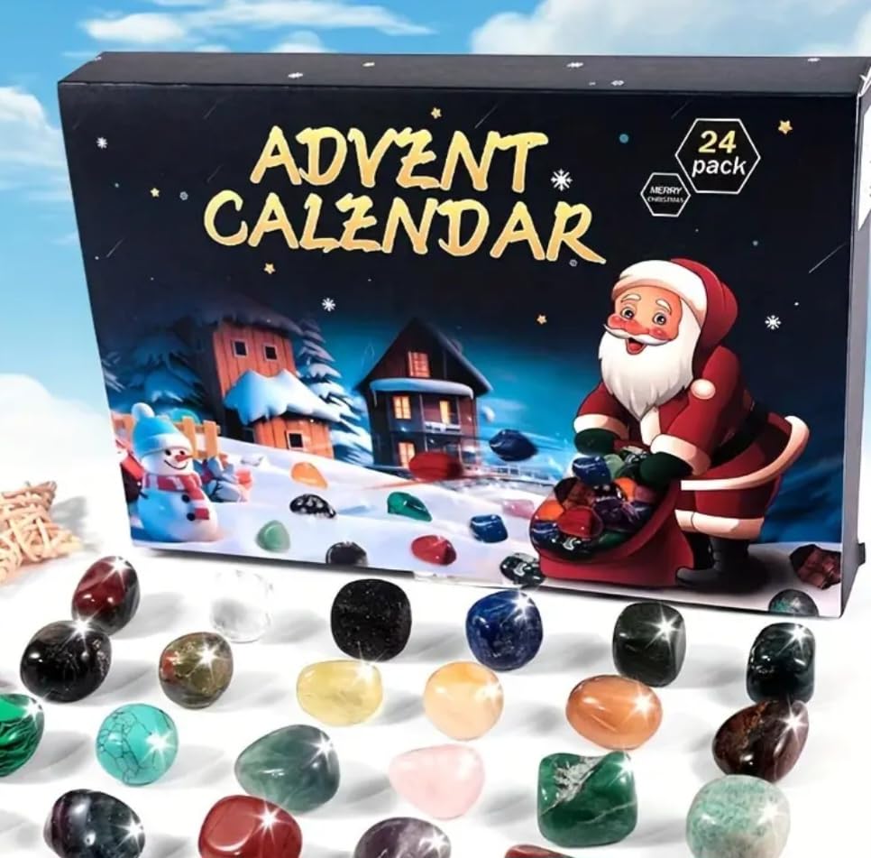 Advent Calendar with Assorted Gemstone Crystals 24 pack