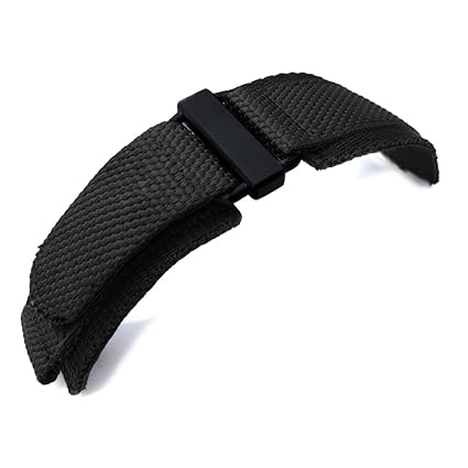 20mm MiLTAT Honeycomb Black Nylon Velcro Fastener Watch Strap, PVD Black Buckle