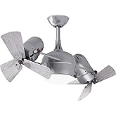 Matthews DGLK-BN-WDBW Dagny LK Damp Rated 41" Dual Motor 360° Rotational LED Ceiling Fan with Light & Remote, Solid Wood Blad
