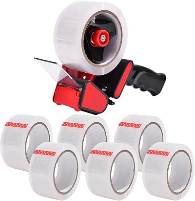 Zuvo Heavy-Duty Tape Dispenser with 6 Brown Packaging Tapes 48mm x 66m