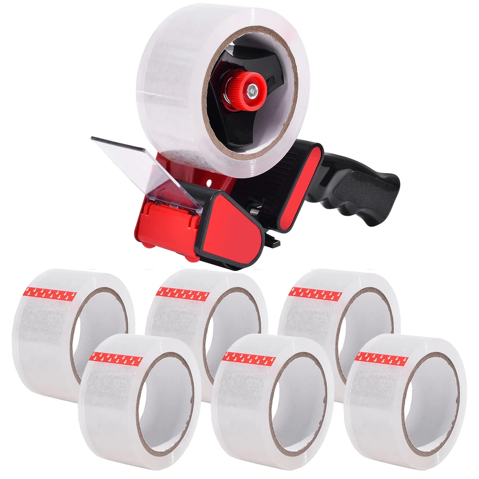 Photo 1 of Zuvo Heavy Duty Tape Dispenser with 6 Clear Packaging Tapes - 48cm X 66m - Metal Dispenser for Moving Boxes, Warehouses or General Packing