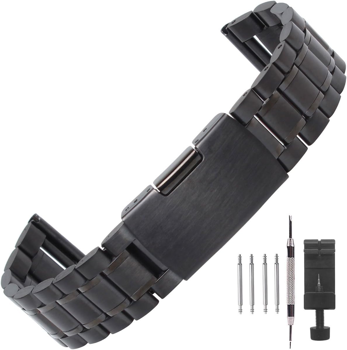 Weelovee22mm Stainless Steel Watch Band Straight End with Removable Links for Mens Women Wristband Strap