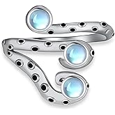UYBNRK Sea Turtle Starfish/Hammerhead Shark/Orca Killer Whale/Octopus Moonstone/Mermaid Moonstone Open Ring for Women Sterling Silver Adjustable Rings Ocean Rings for Birthday Party Gifts
