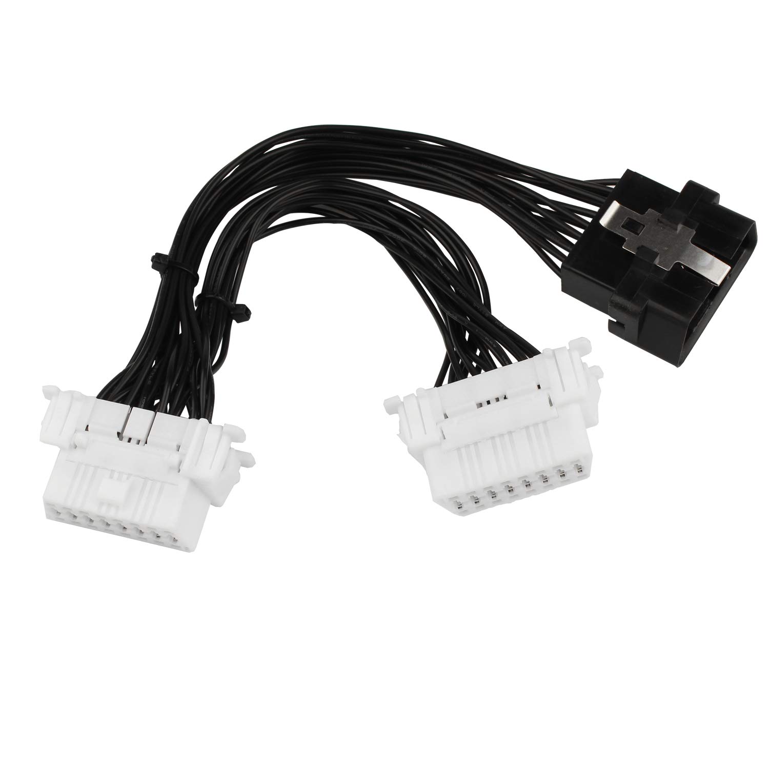 Futheda OBD II OBD2 1 to 2 Car Cable Connector 16 Pin Splitter Extension 1 x Male and 2 x Female Auto Extension Cable Adapter 15cm