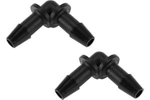 Partuto Vacuum Tubing Connector 4.8mm L-Shaped Elbow Black PP 2 Pcs