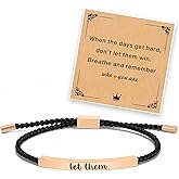 APIUWOXE Let Them Tube Bracelet for Women, Motivational Stainless Steel Adjustable Bracelets Friend Inspirational Hand Braided String Gifts Self Worth Engraved Jewelry