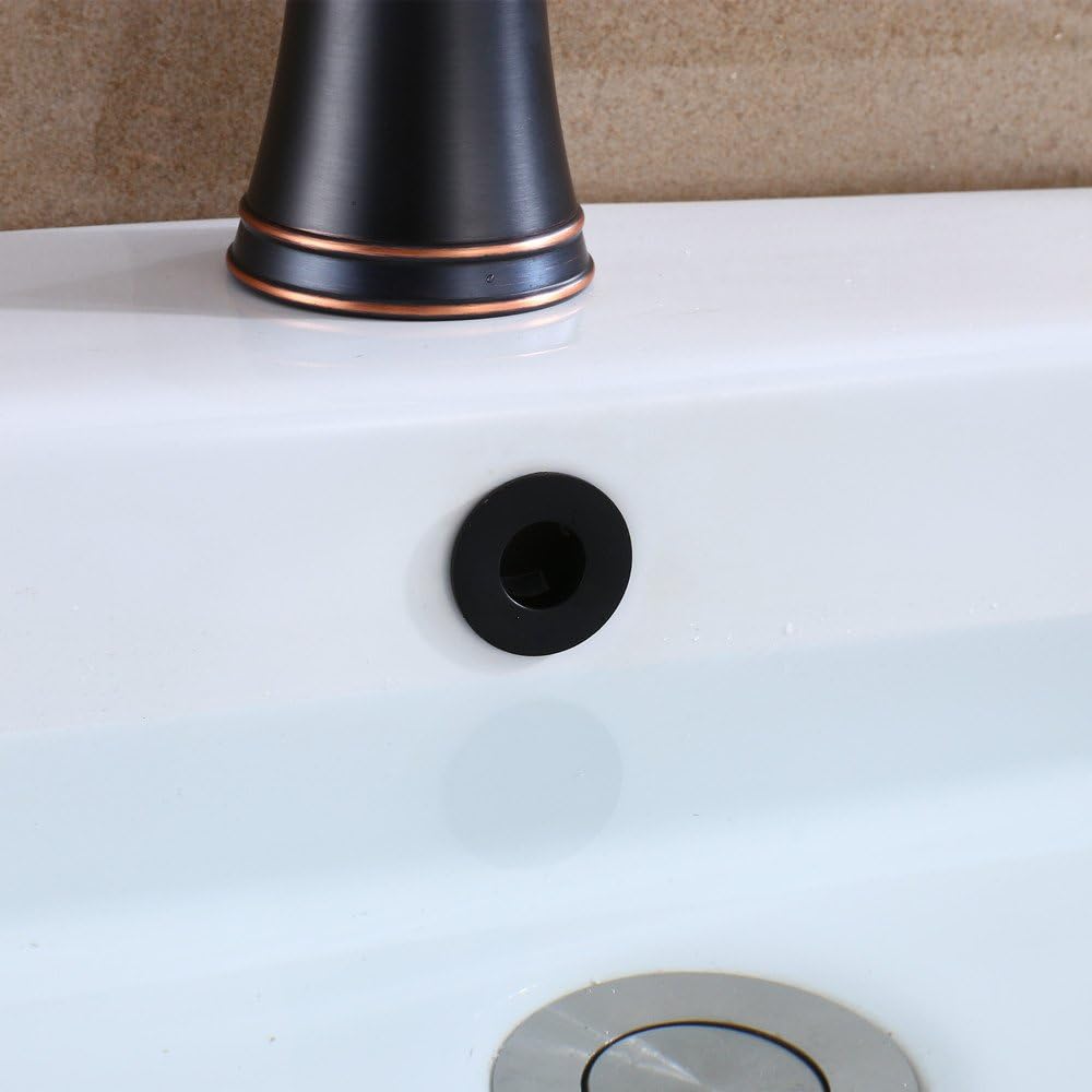 YUTU YSK23 Antique Brass Gold/Chrome/Oil Rubbed Bronze Overflow Drain Cover Sink Drain Cover OD:1.2inch (2 Pieces, Black)