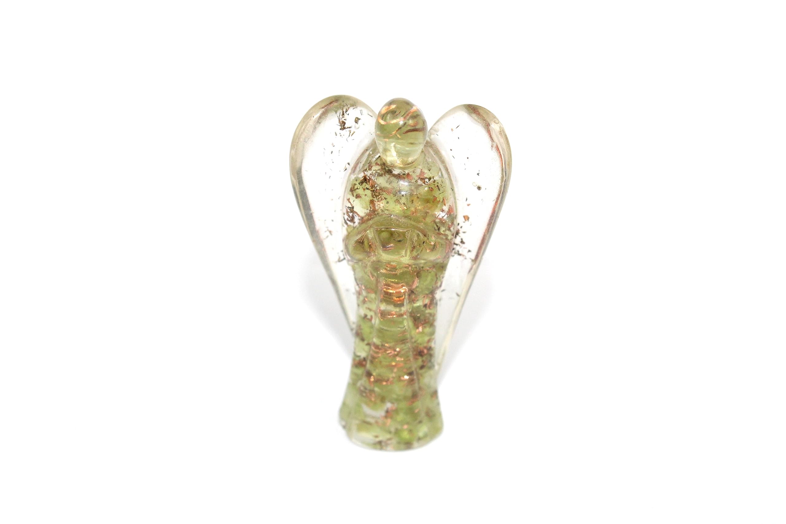 Prajet Energized Orgonite Healing Crystal Orgone Guardian Angel Copper Metal Mix Rare Healing Positive Energy Approx. Size 2 Inch (Peridot Angel Orgone)