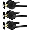 goldenwarm Black Door Handle Interior, Matte Black Privacy Lever Door Handle, Heavy Duty Interior Bedroom Door Lever Pack, Black Door Handles Interior for Bathroom(3 Pack)