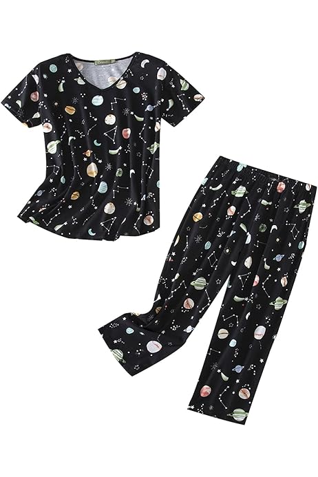 Womens Pajamas Lu's Chic Women's Satin Pajama Set Button Down