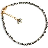 Gempires Pyrite Beaded Gemstone Bracelet Protection Healing Crystals Jewelry Hypoallergenic 8 Inch Gold Plated Unique Everyday Wear Jewelry