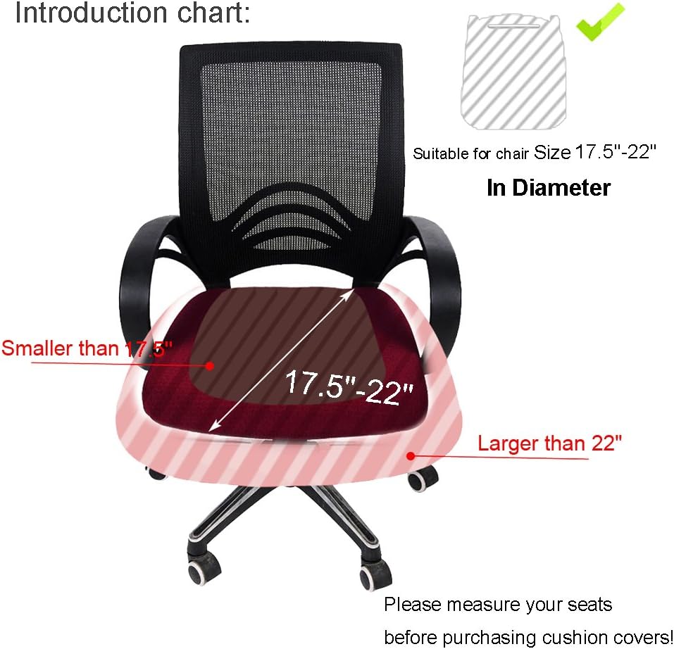 smiry Stretch Jacquard Office Computer Chair Seat Covers, Removable Washable Anti-dust Desk Chair Seat Cushion Protectors - Black: Home & Kitchen