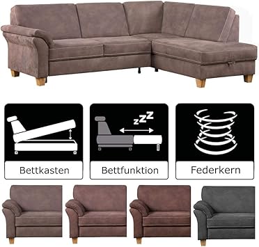 Cavadore Ecksofa Byrum Mit Federkern Mit Ottomane Rechts Landhaus Schlafsofa Mit Bettfunktion Und Geraumigem Bettkasten Im Landhausstil 249 X 87 X 189 Lederoptik Hellbraun Amazon De Kuche Haushalt