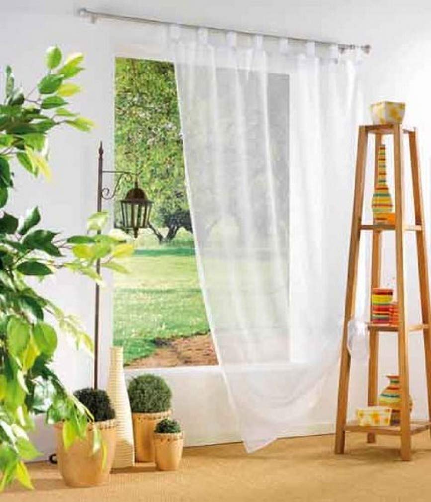 Douceur d'Interieur 135 x 240 cm Voile Uni Curtain Loops, Blanc