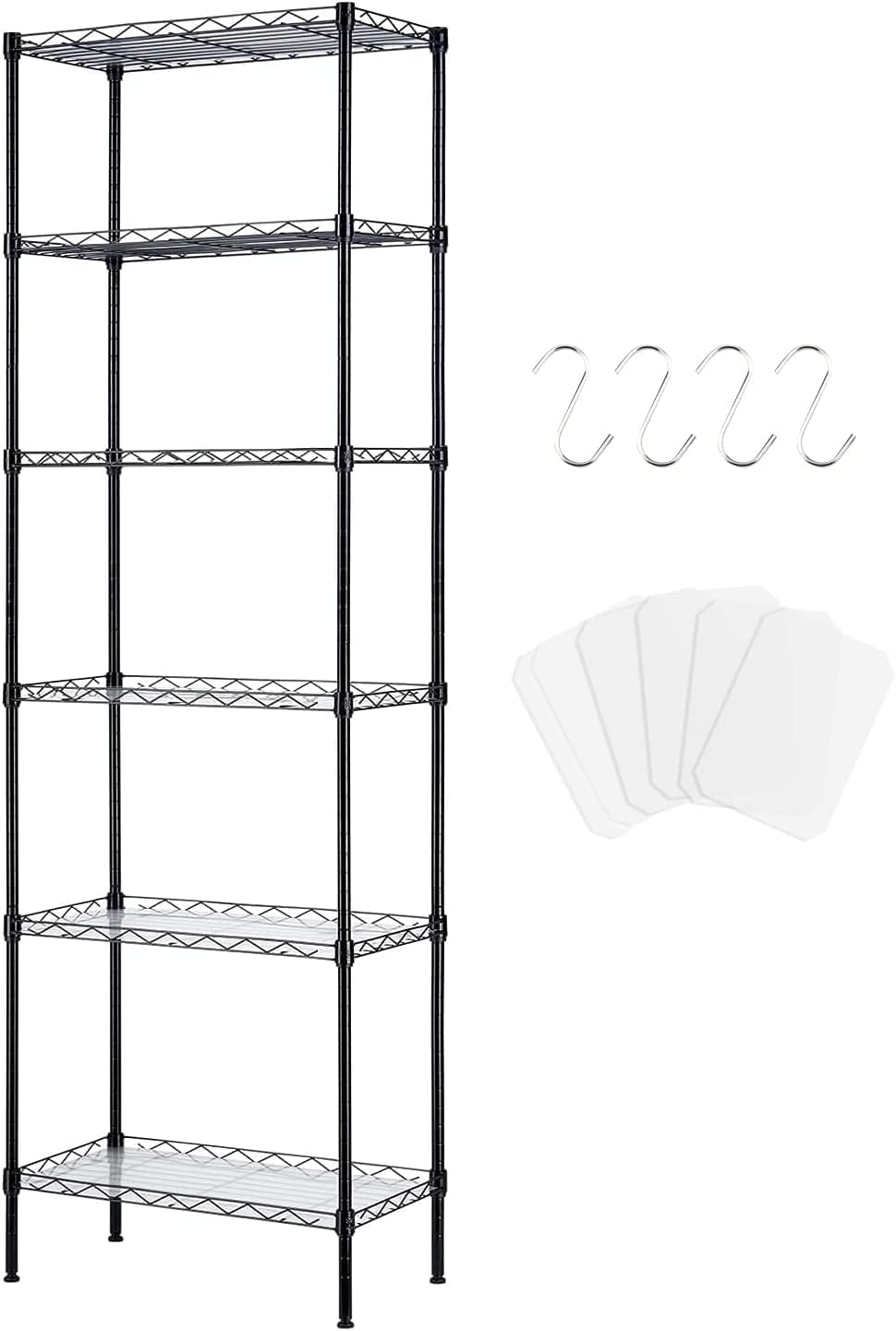 FTEYUET 6-Tier Metal Shelving Unit Black Heavy Duty Wire Storage Shelf