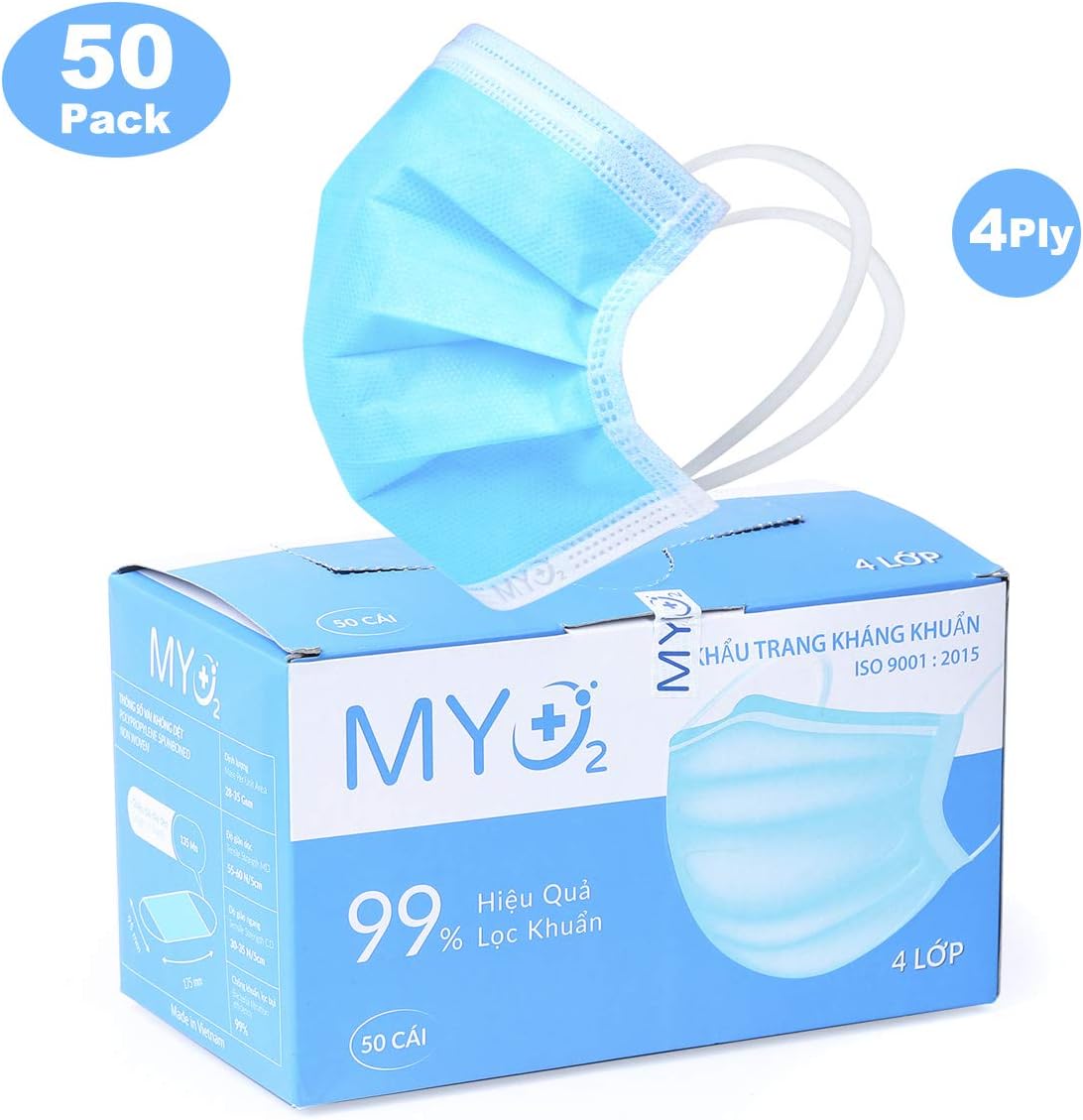 KAISHANE Disposable Surgical Face Masks Multipack Medical Mask with Comfortable Earloop for Adult Kids Great for Dust and Personal Health 50 Pack
