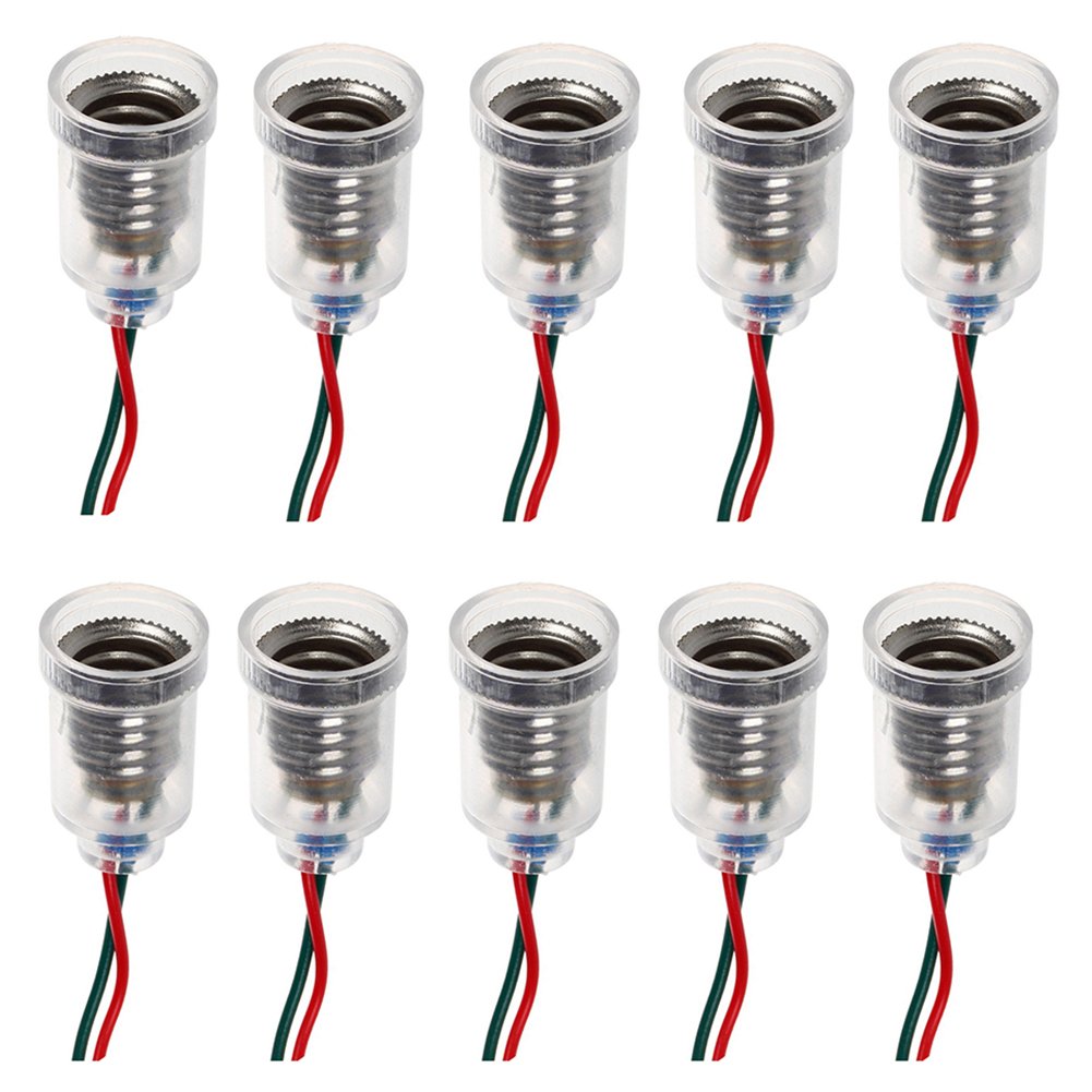 GutReise 10-Pack LED Screw-Mount E10 Bulbs with Wire Socket for Home Experiment Circuit Test Accessories