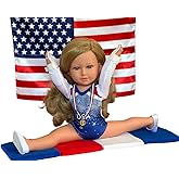 18 Inch Doll Gymnastics Outfit, American Flag, Wrist Guards, Shoes & Mat – Fits Kennedy and Friends® – USA Leotard Patriotic Doll Clothes & Accessories